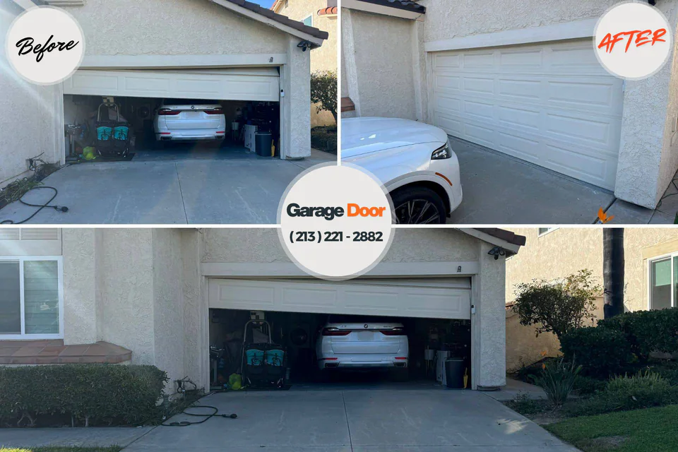 Before and after: garage door repair Crystal, MN